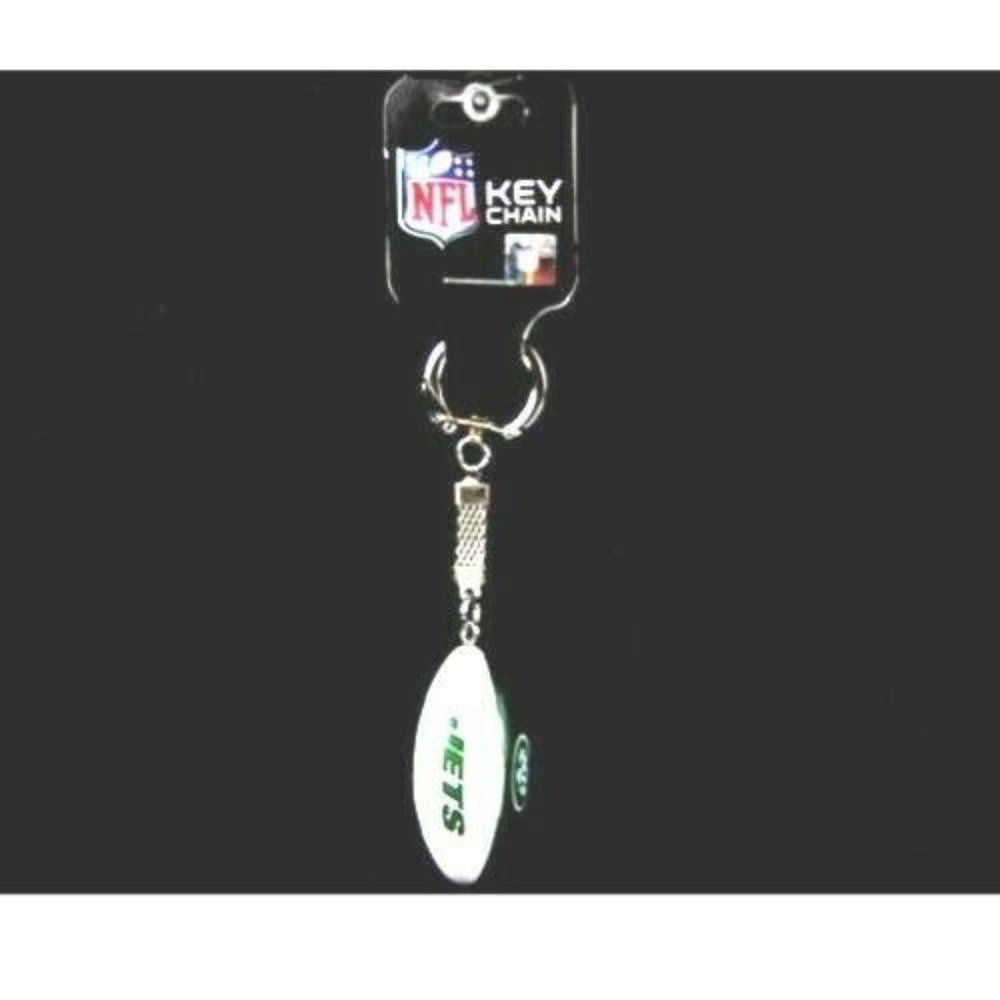NEW YORK JETS NFL KEYCHAIN KEYRING TAG FOOTBALL